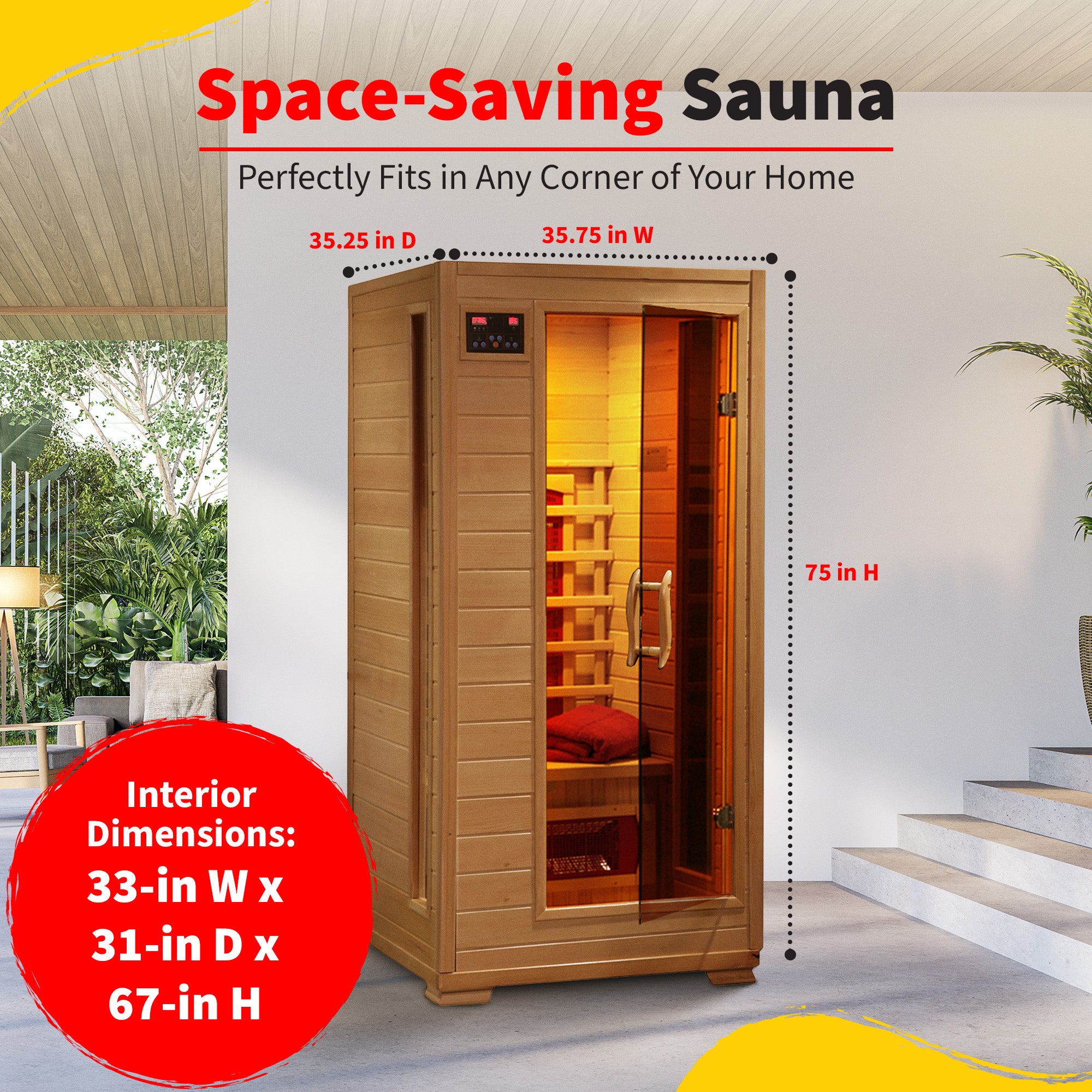 BlueWave Buena Vista 1-2 Person Hemlock Ceramic Sauna
